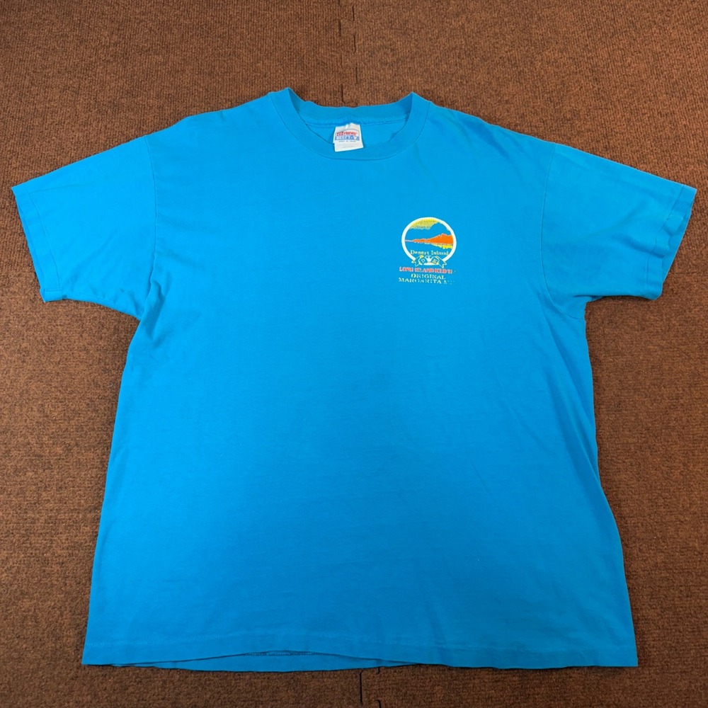 Hanes Beefy-T Desert Island Long Island Iced Tea Margarita T-Shirt Blue XL 2898